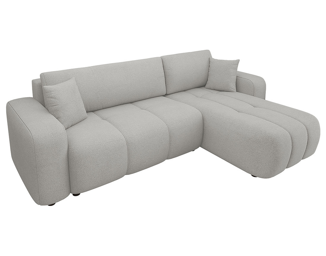 Canapé d'angle réversible 4 places convertible avec coffre en tissu Nicole