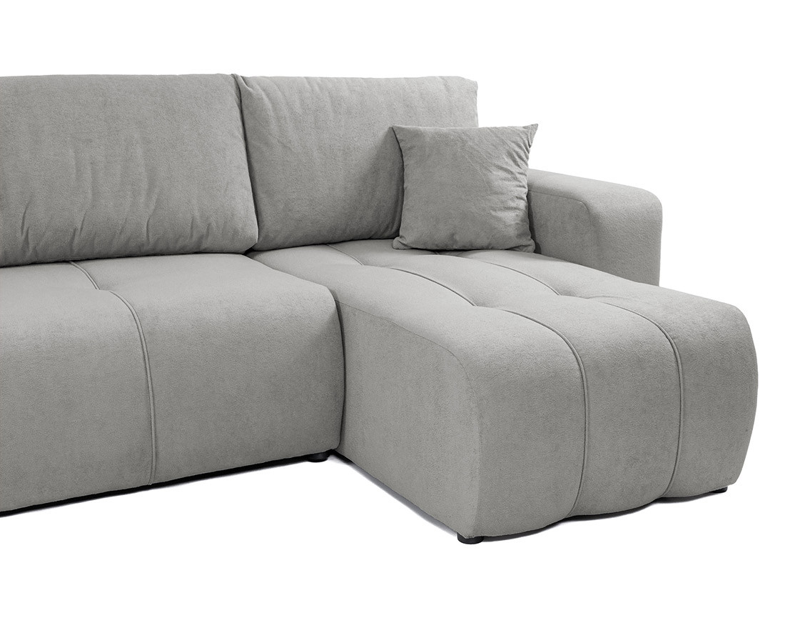 Canapé d'angle réversible 4 places convertible avec coffre en tissu Nicole