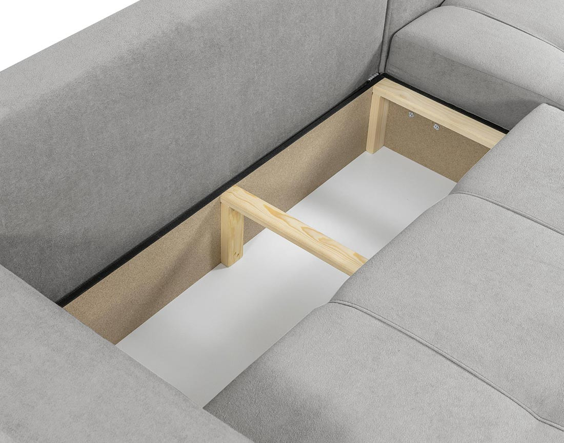 Canapé d'angle réversible 4 places convertible avec coffre en tissu Nicole