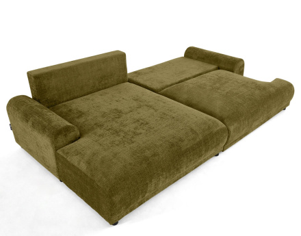 Canapé d'angle gauche 4 places convertible avec coffre en velours texturé Nelly