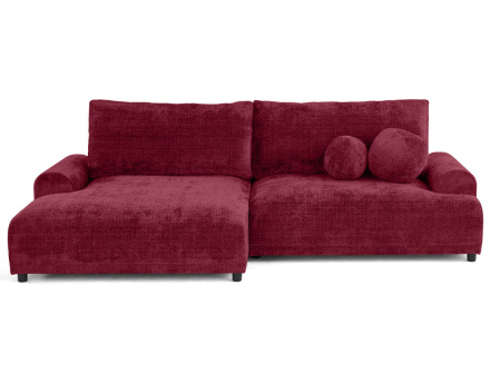 Canapé d'angle gauche 4 places convertible avec coffre en velours texturé Nelly