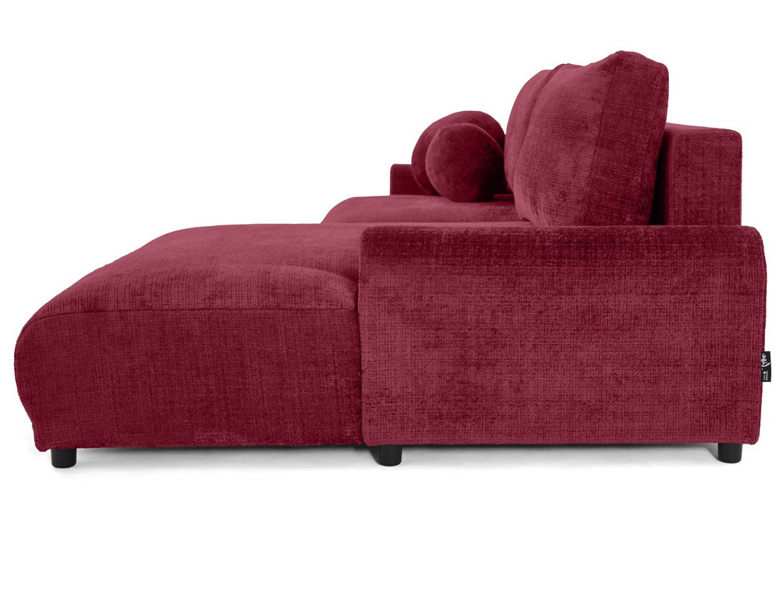 Canapé d'angle droit 4 places convertible avec coffre en velours texturé Nelly