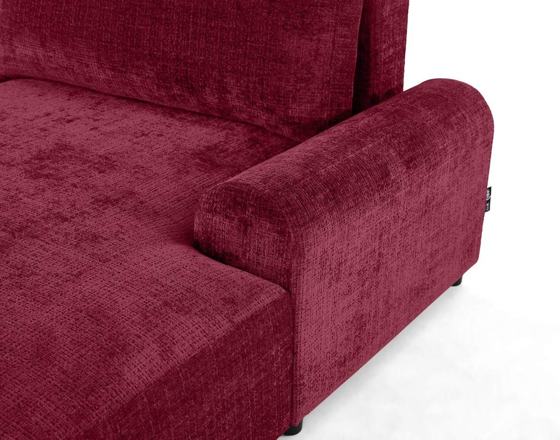 Canapé d'angle droit 4 places convertible avec coffre en velours texturé Nelly