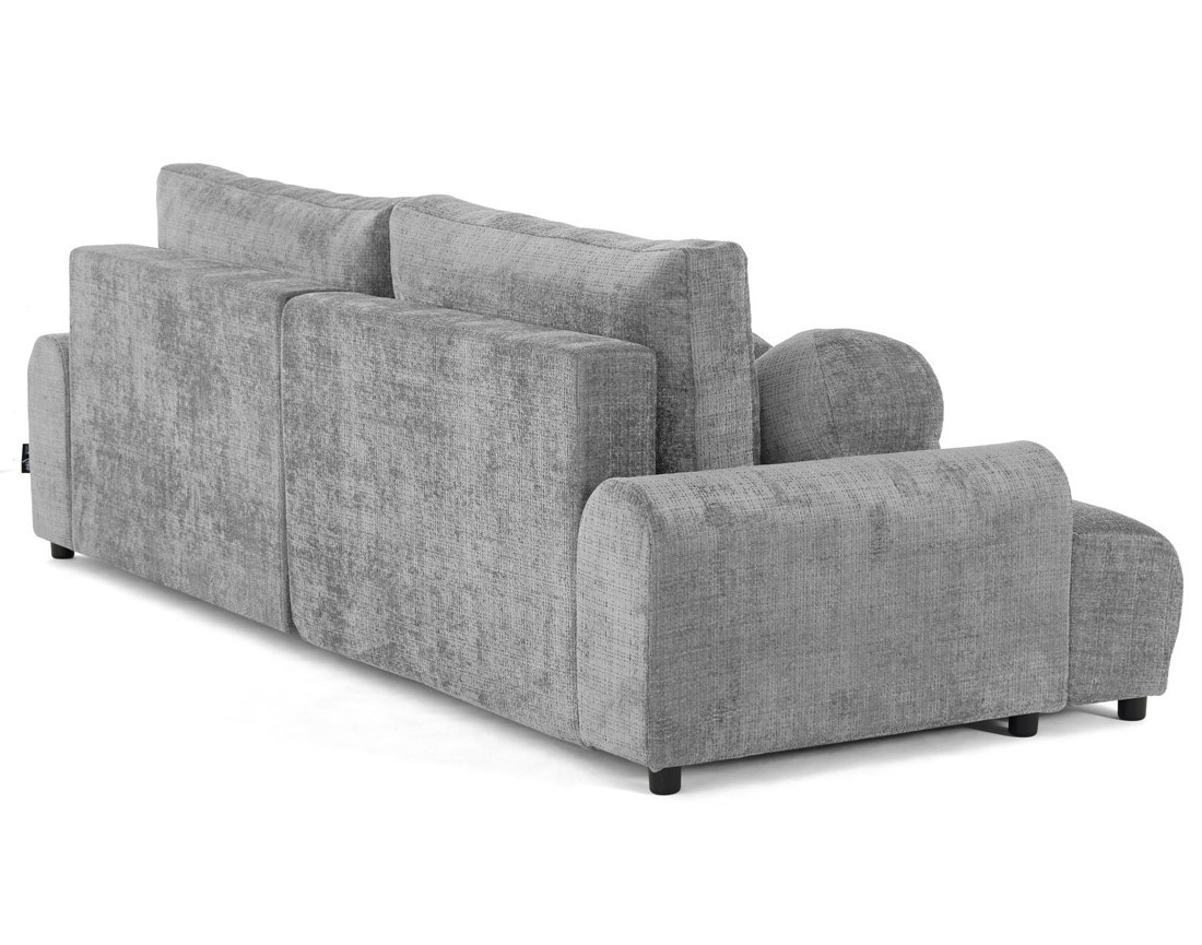 Canapé d'angle droit 4 places convertible avec coffre en velours texturé Nelly