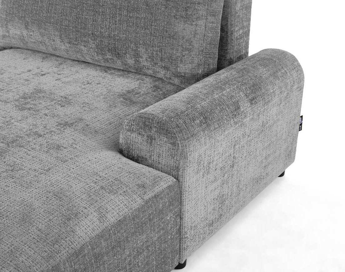 Canapé d'angle droit 4 places convertible avec coffre en velours texturé Nelly