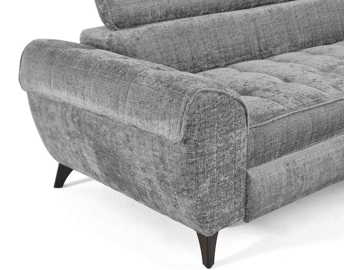 Canapé d'angle droit convertible avec coffre en velours texturé Marlo
