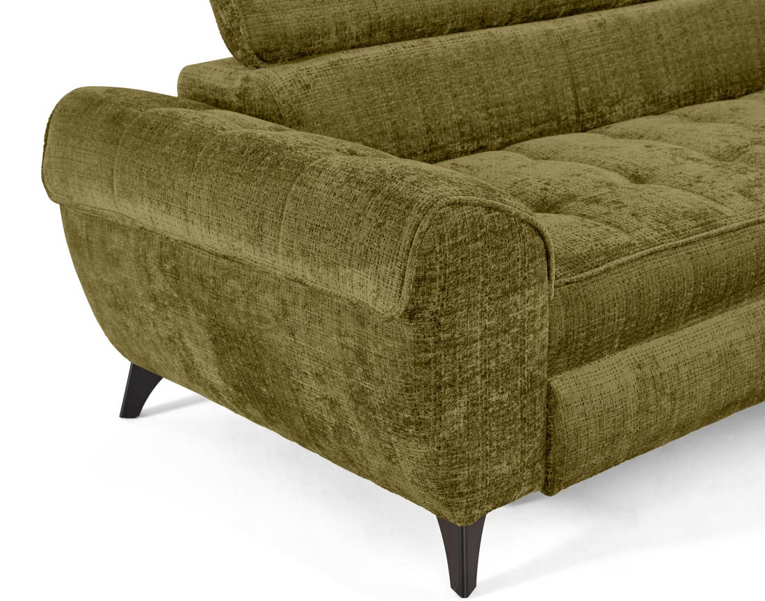 Canapé d'angle droit convertible avec coffre en velours texturé Marlo