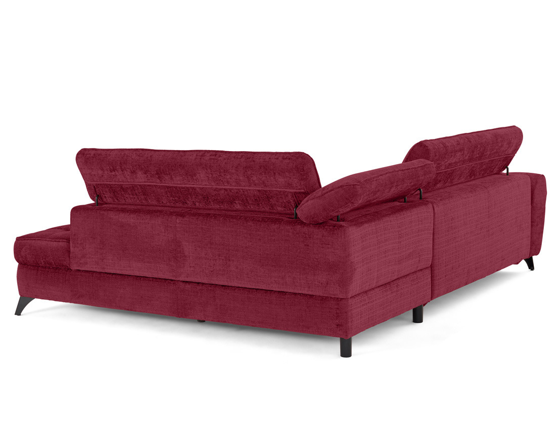 Canapé d'angle droit convertible avec coffre en velours texturé Marlo