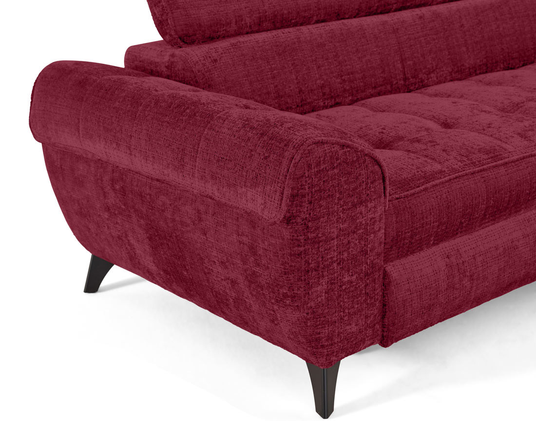 Canapé d'angle droit convertible avec coffre en velours texturé Marlo