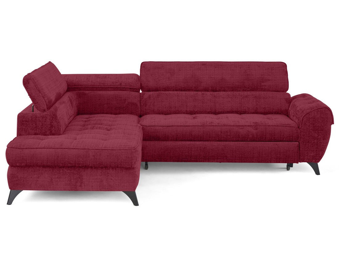 Canapé d'angle gauche convertible avec coffre en velours texturé Marlo