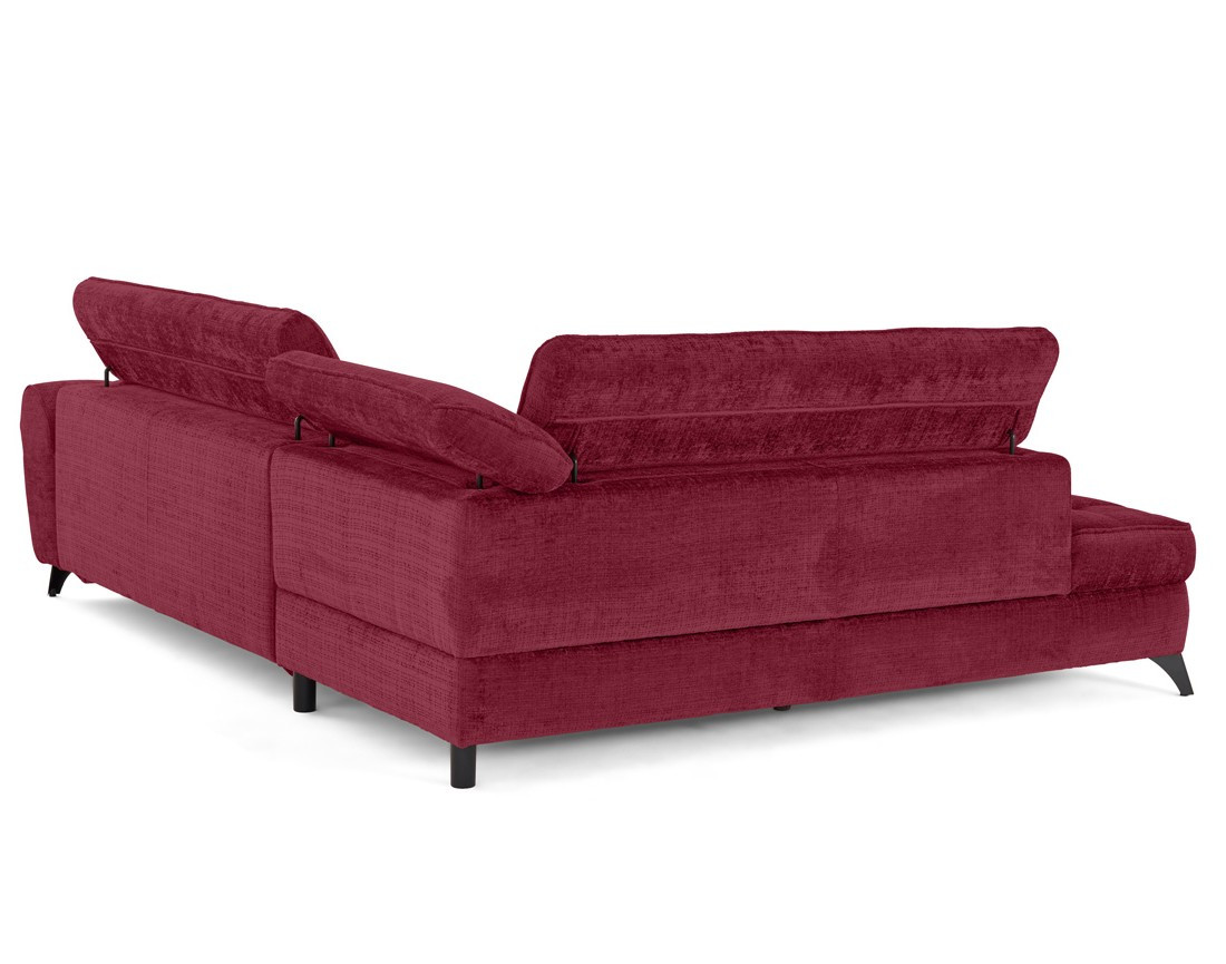 Canapé d'angle gauche convertible avec coffre en velours texturé Marlo