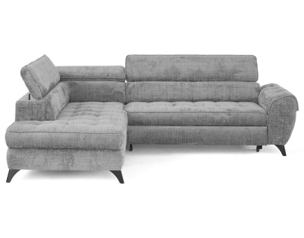 Canapé d'angle gauche convertible avec coffre en velours texturé Marlo