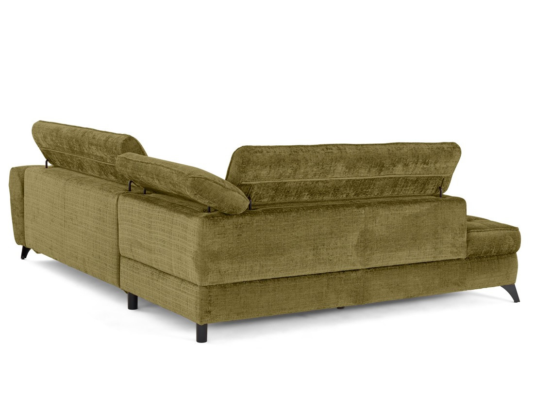 Canapé d'angle gauche convertible avec coffre en velours texturé Marlo