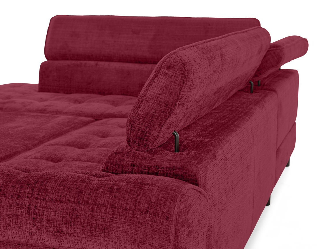 Canapé d'angle gauche convertible avec coffre en velours texturé Marlo