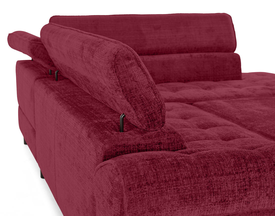 Canapé d'angle droit convertible avec coffre en velours texturé Marlo