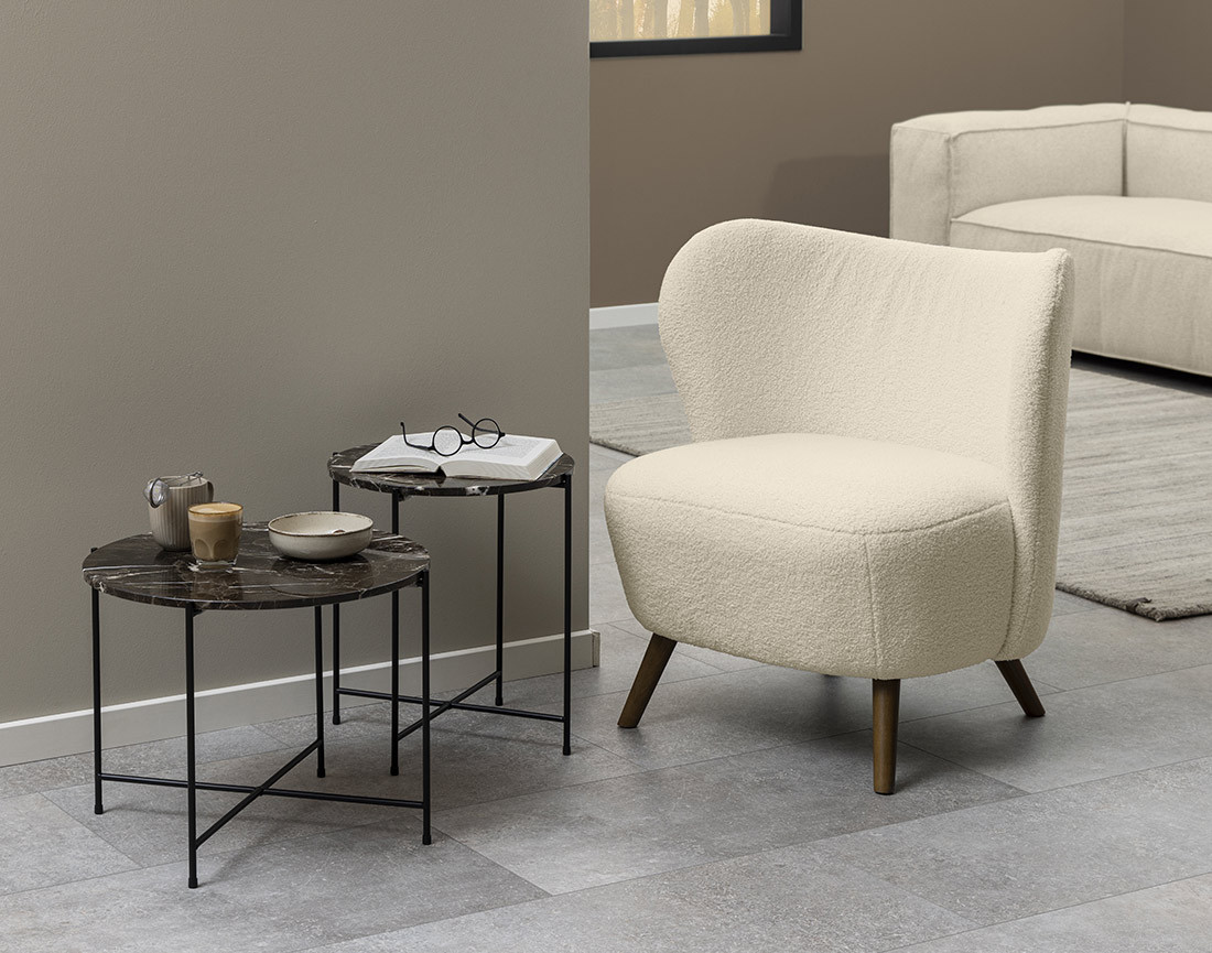 Table basse 42 cm plateau en marbre pieds en acier Ezaro