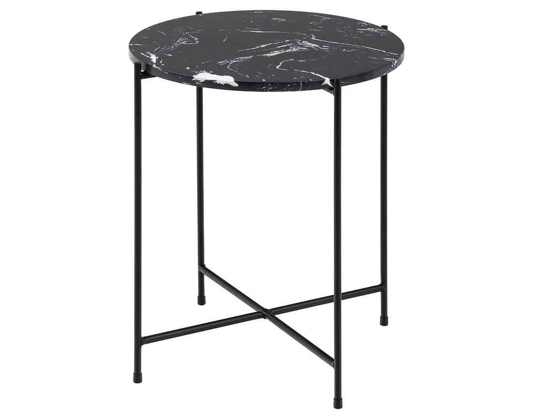 Table basse 42 cm plateau en marbre pieds en acier Ezaro