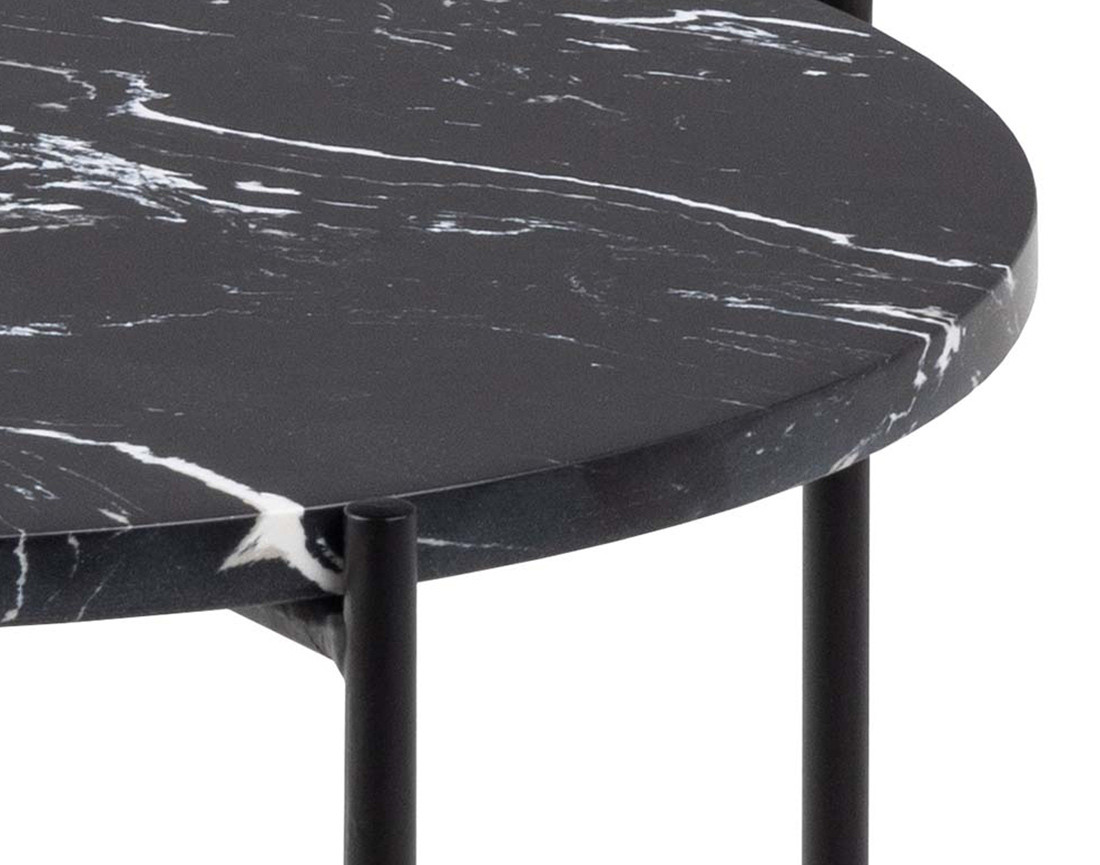 Table basse 42 cm plateau en marbre pieds en acier Ezaro