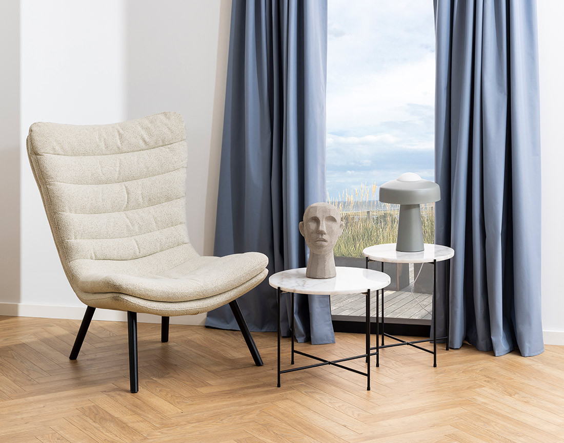 Table basse 42 cm plateau en marbre pieds en acier Ezaro