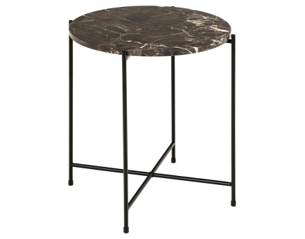 Table basse 42 cm plateau en marbre pieds en acier Ezaro