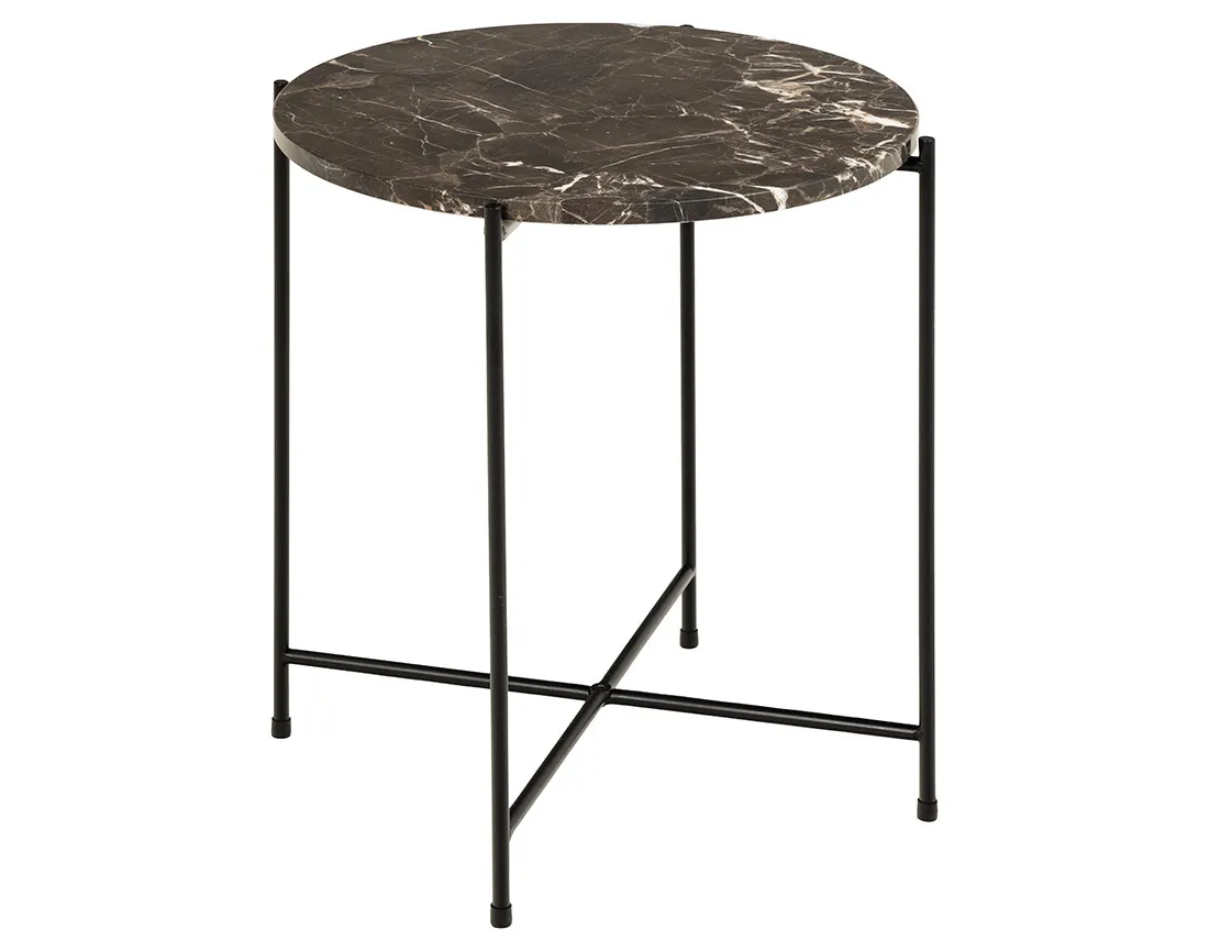 Table basse 42 cm plateau en marbre pieds en acier Ezaro