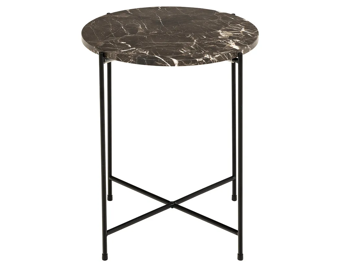 Table basse 42 cm plateau en marbre pieds en acier Ezaro