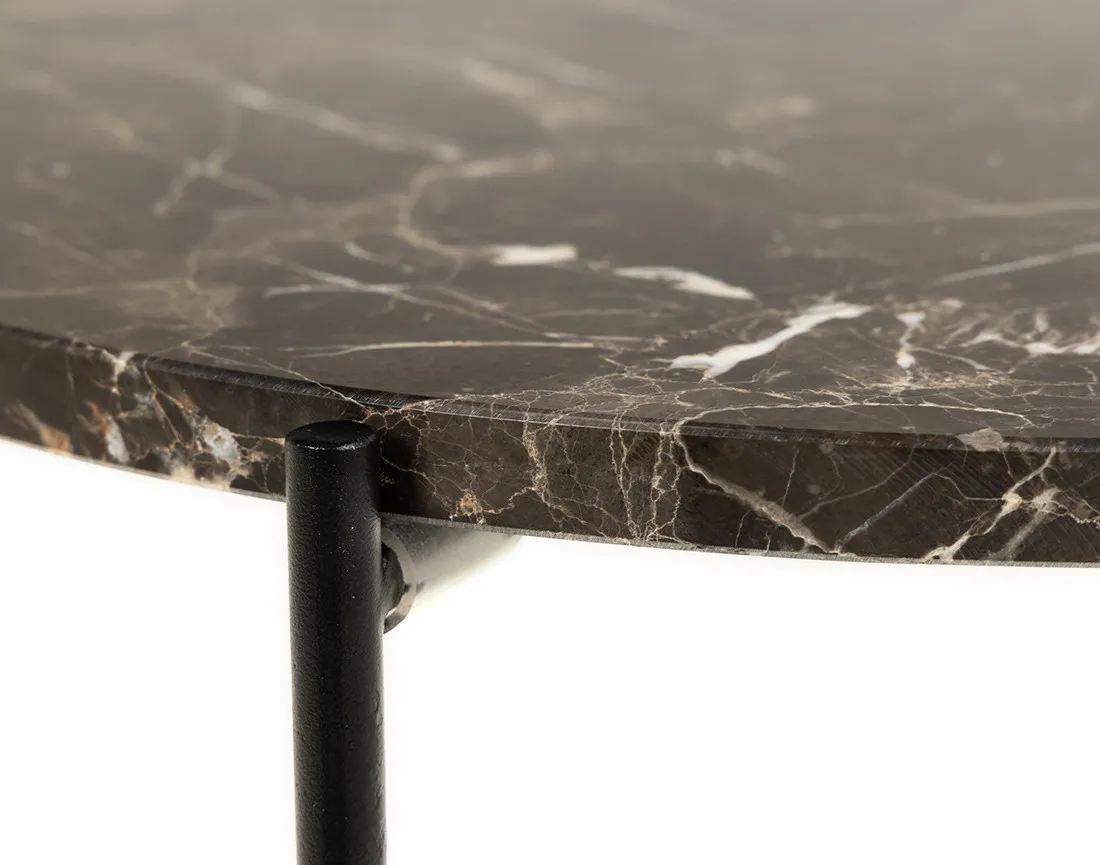 Table basse 42 cm plateau en marbre pieds en acier Ezaro