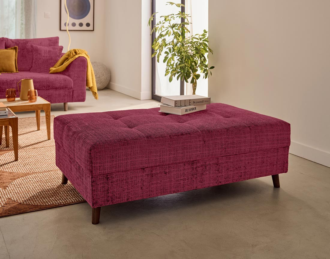 Pouf en velours texturé Rune