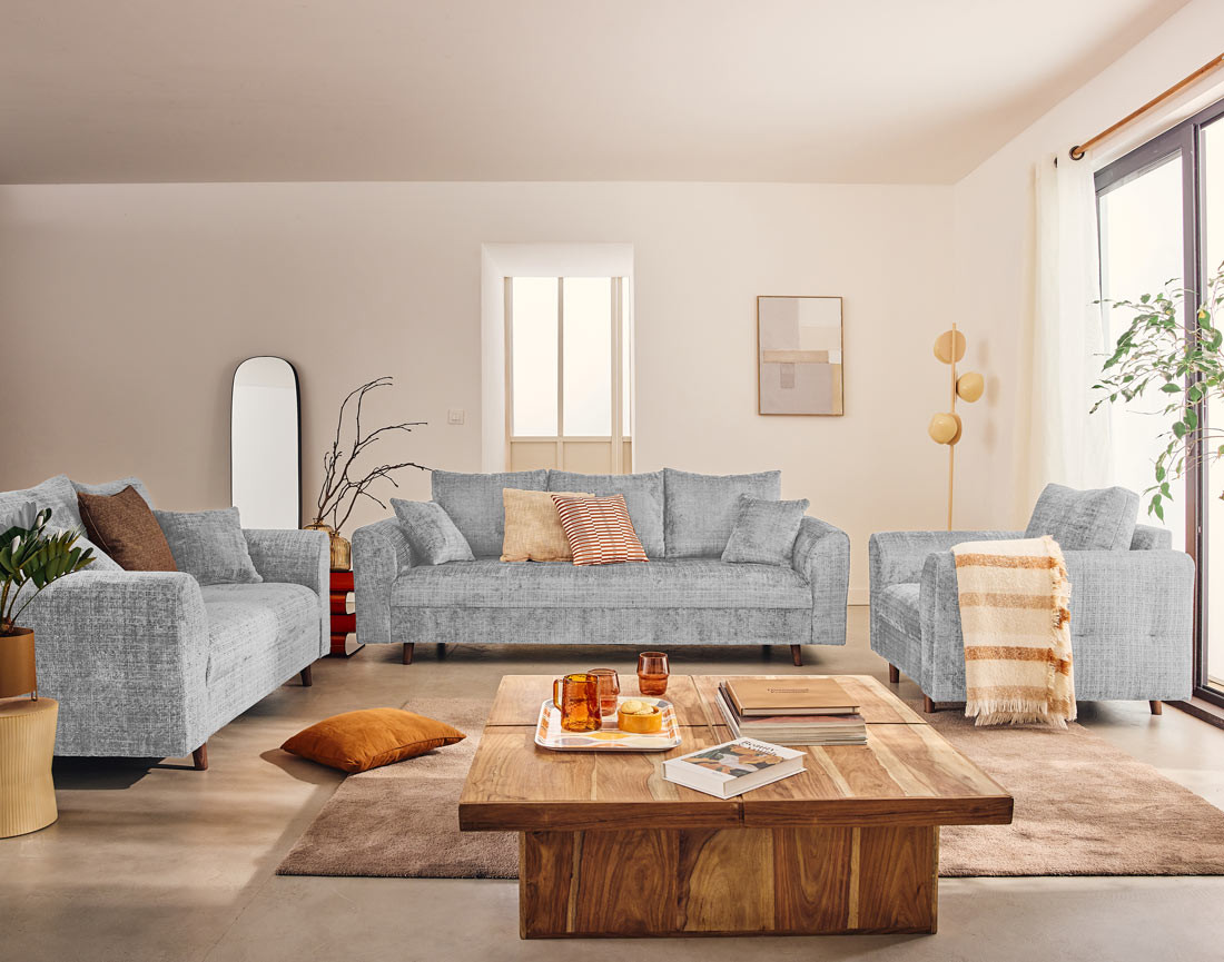 Fauteuil en velours texturé Rune