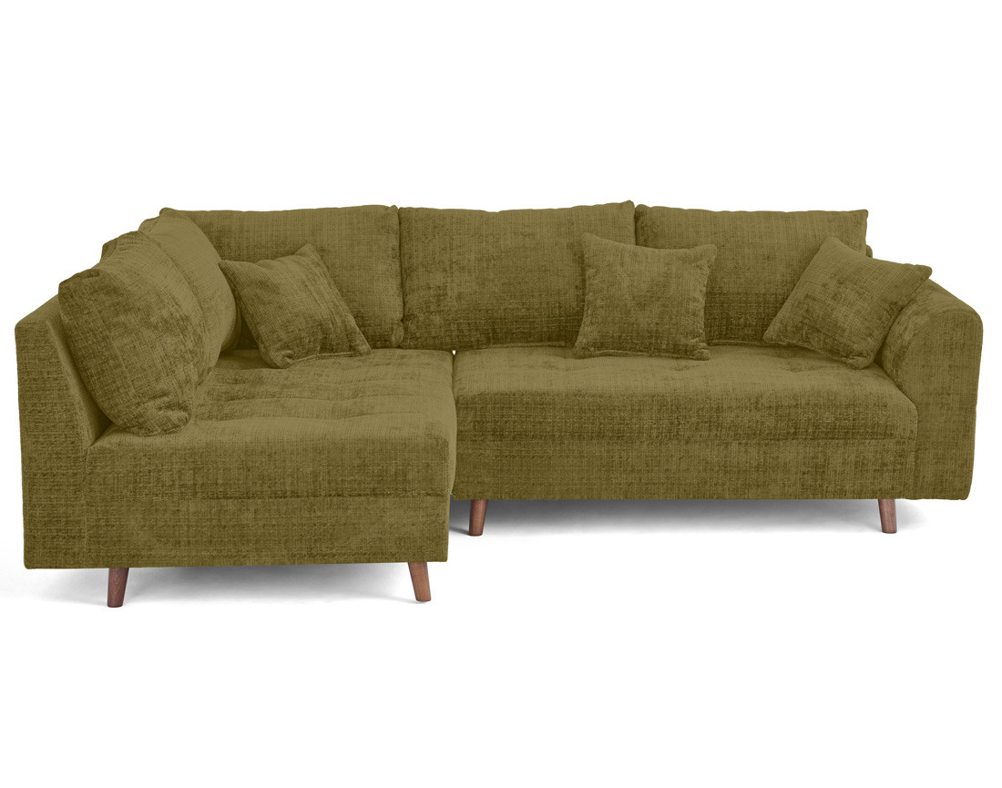 Canapé d'angle gauche 4 places en velours texturé Rune