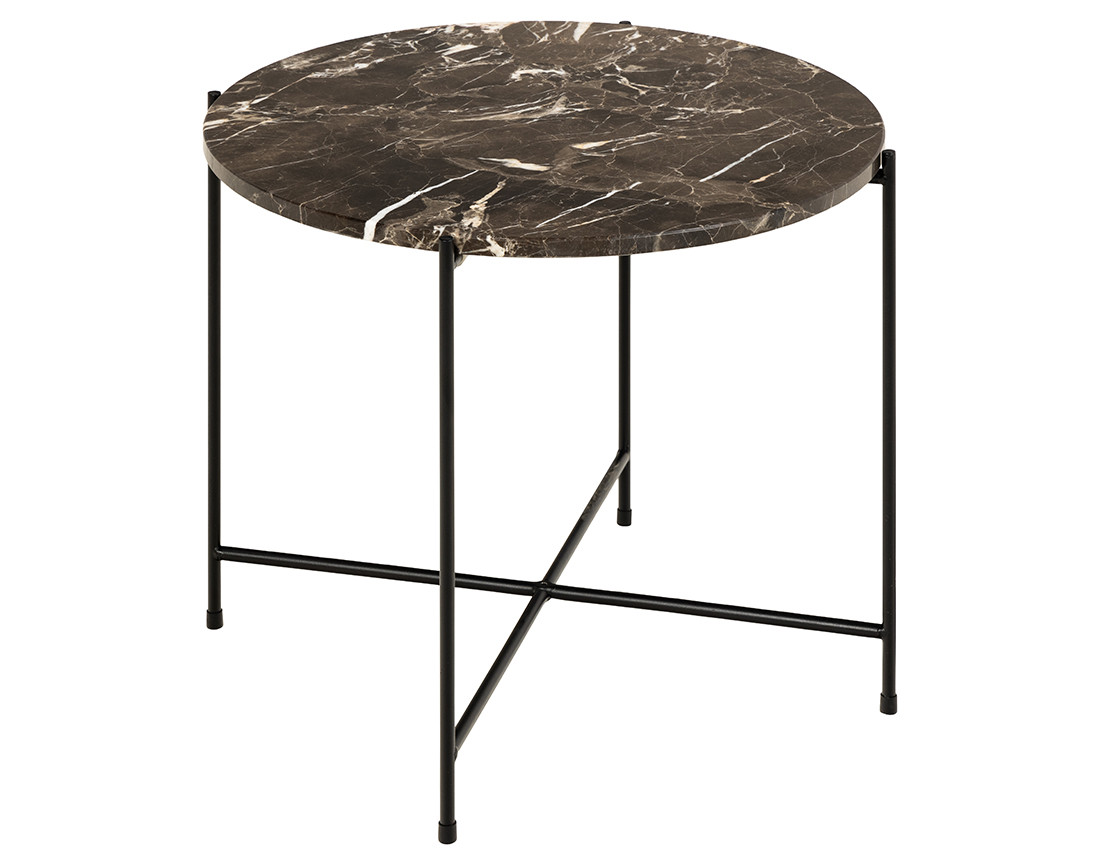 Table basse 52 cm plateau en marbre pieds en acier Ezaro