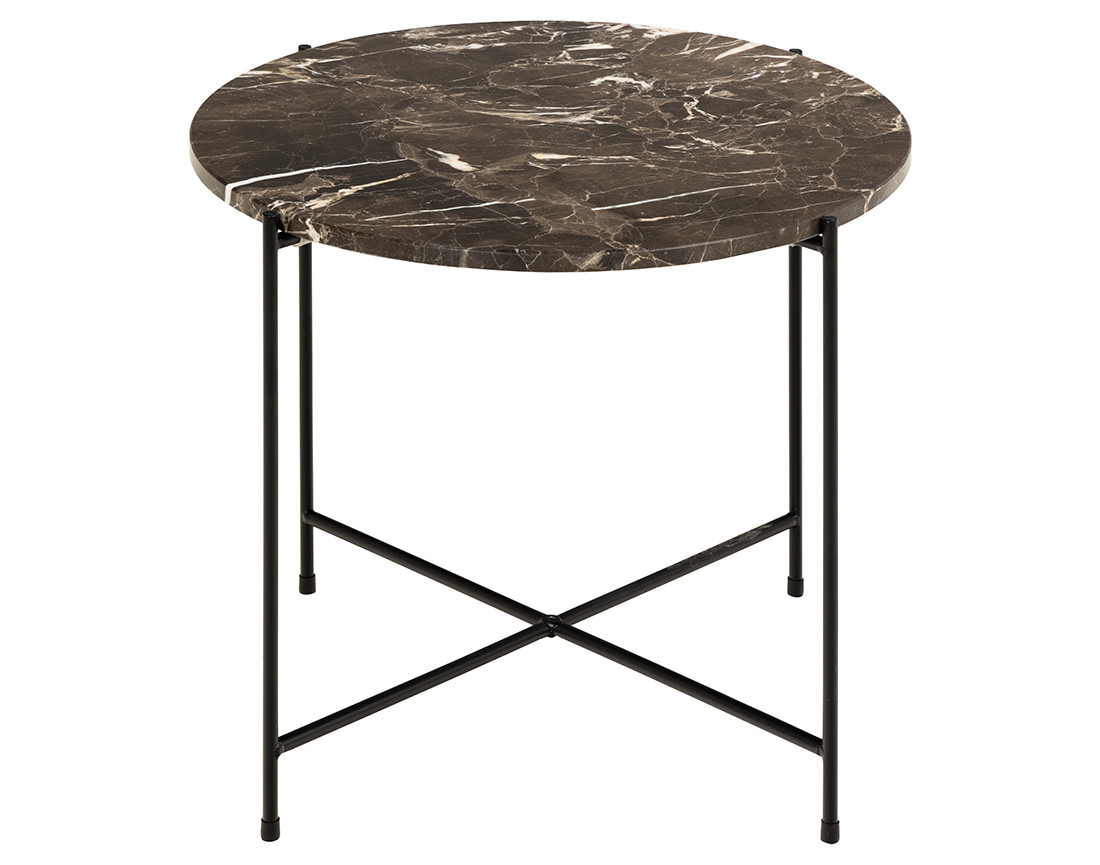 Table basse 52 cm plateau en marbre pieds en acier Ezaro