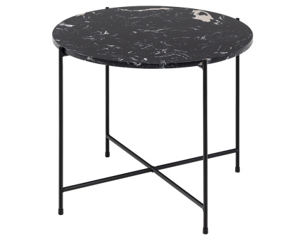Table basse 52 cm plateau en marbre pieds en acier Ezaro