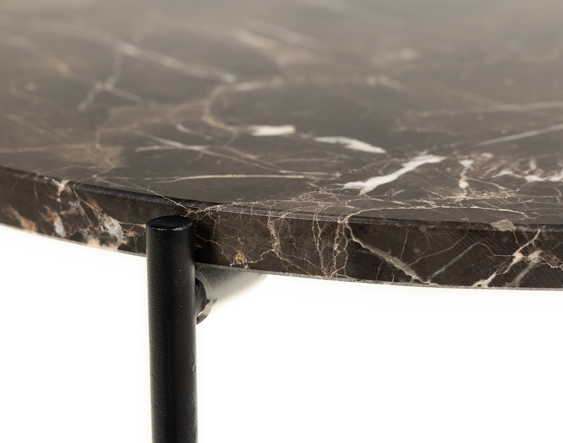 Table basse 52 cm plateau en marbre pieds en acier Ezaro