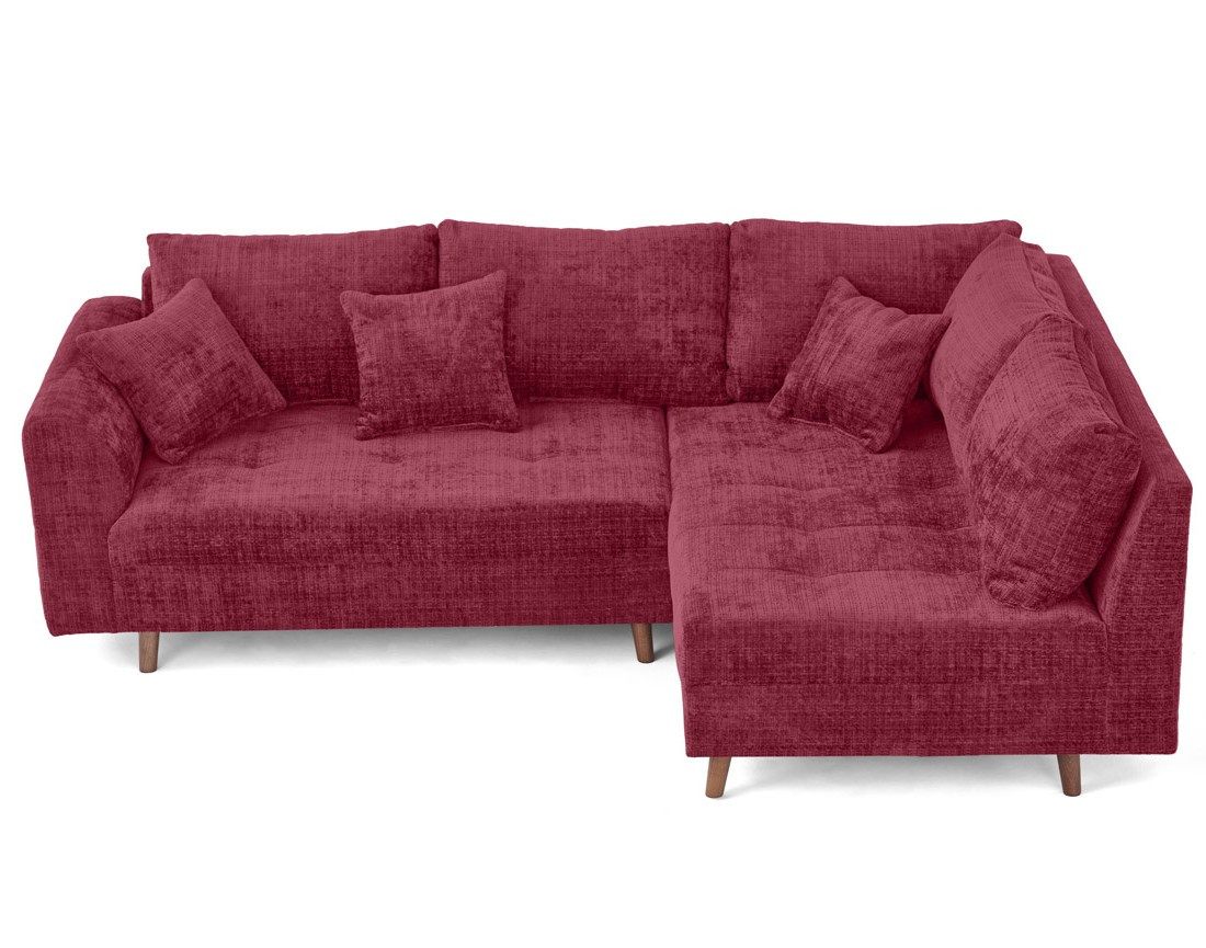 Canapé d'angle droit 4 places en velours texturé Rune