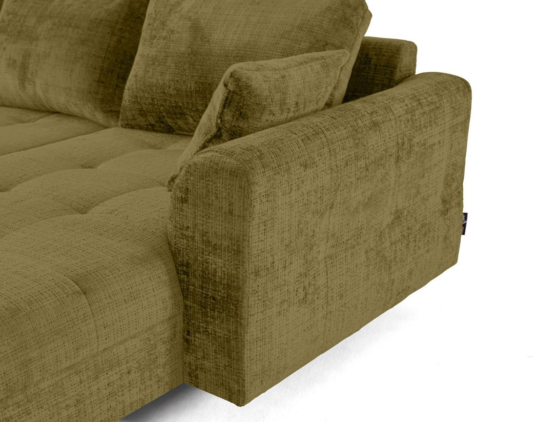 Canapé panoramique d'angle gauche 7 places en velours texturé Rune