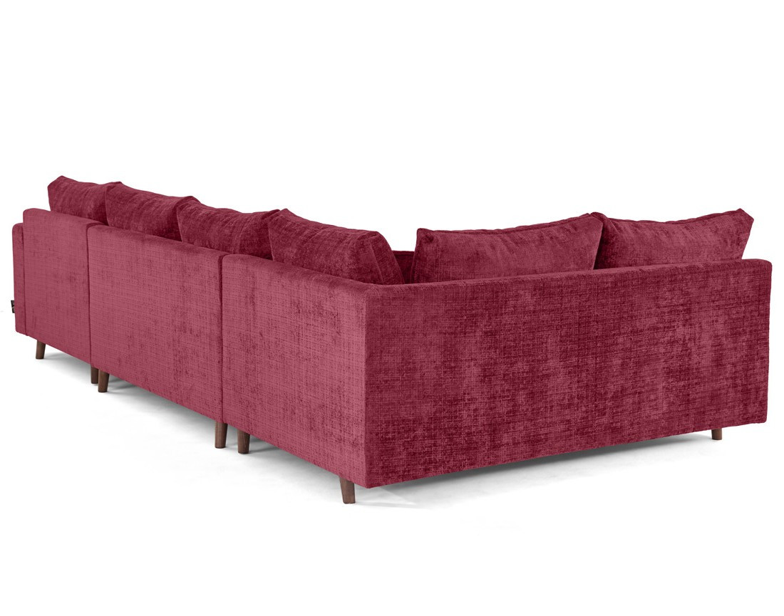 Canapé panoramique d'angle gauche 7 places en velours texturé Rune