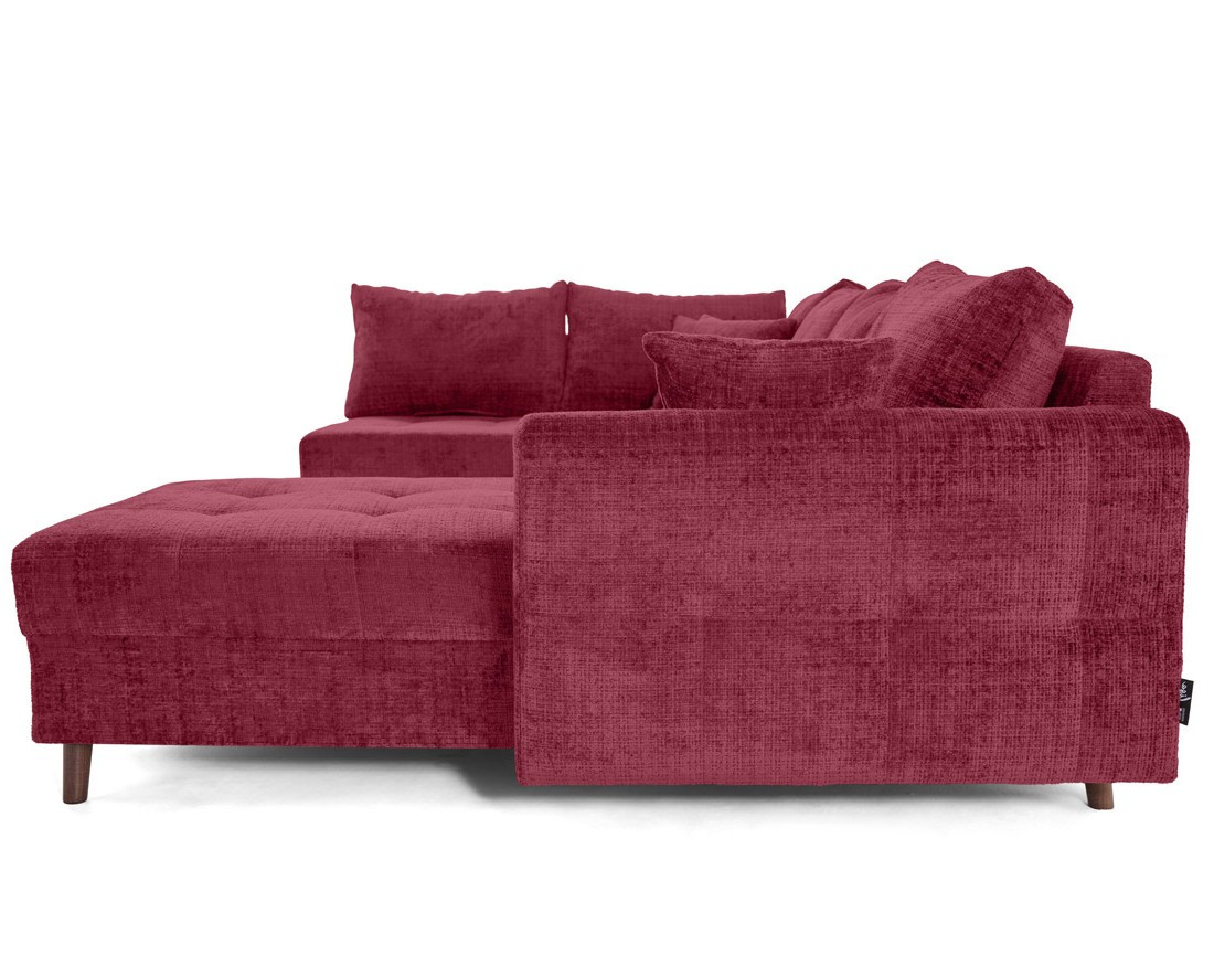 Canapé panoramique d'angle gauche 7 places en velours texturé Rune