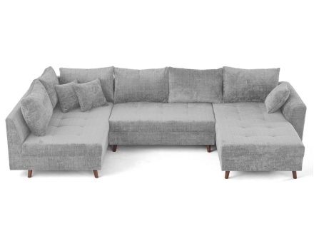 Canapé panoramique d'angle gauche 7 places en velours texturé Rune