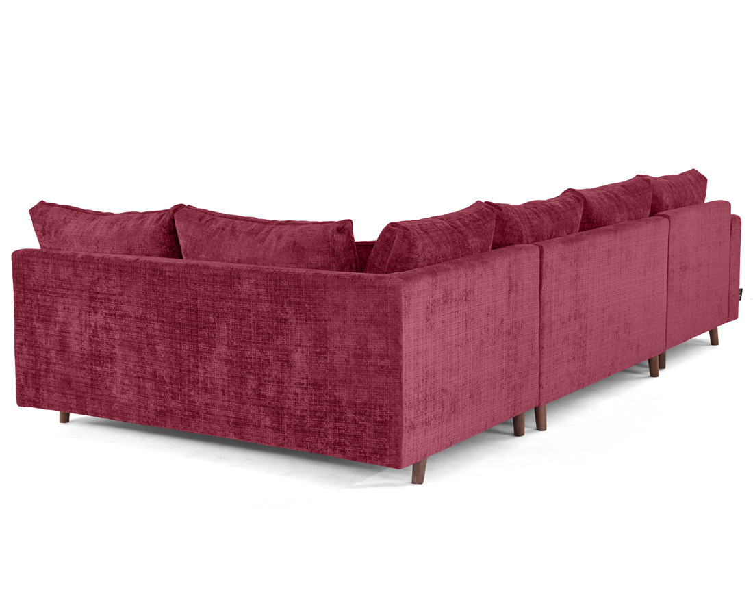 Canapé panoramique d'angle droit 7 places en velours texturé Rune