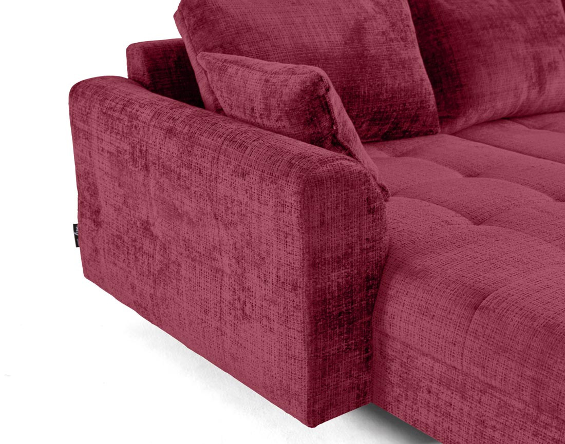 Canapé panoramique d'angle droit 7 places en velours texturé Rune