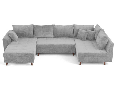 Canapé panoramique d'angle droit 7 places en velours texturé Rune