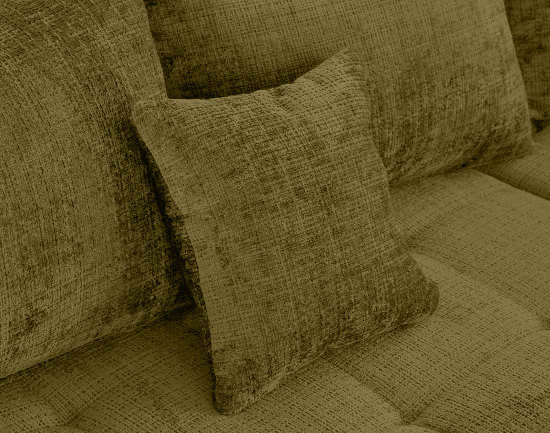 Canapé panoramique d'angle droit 7 places en velours texturé Rune