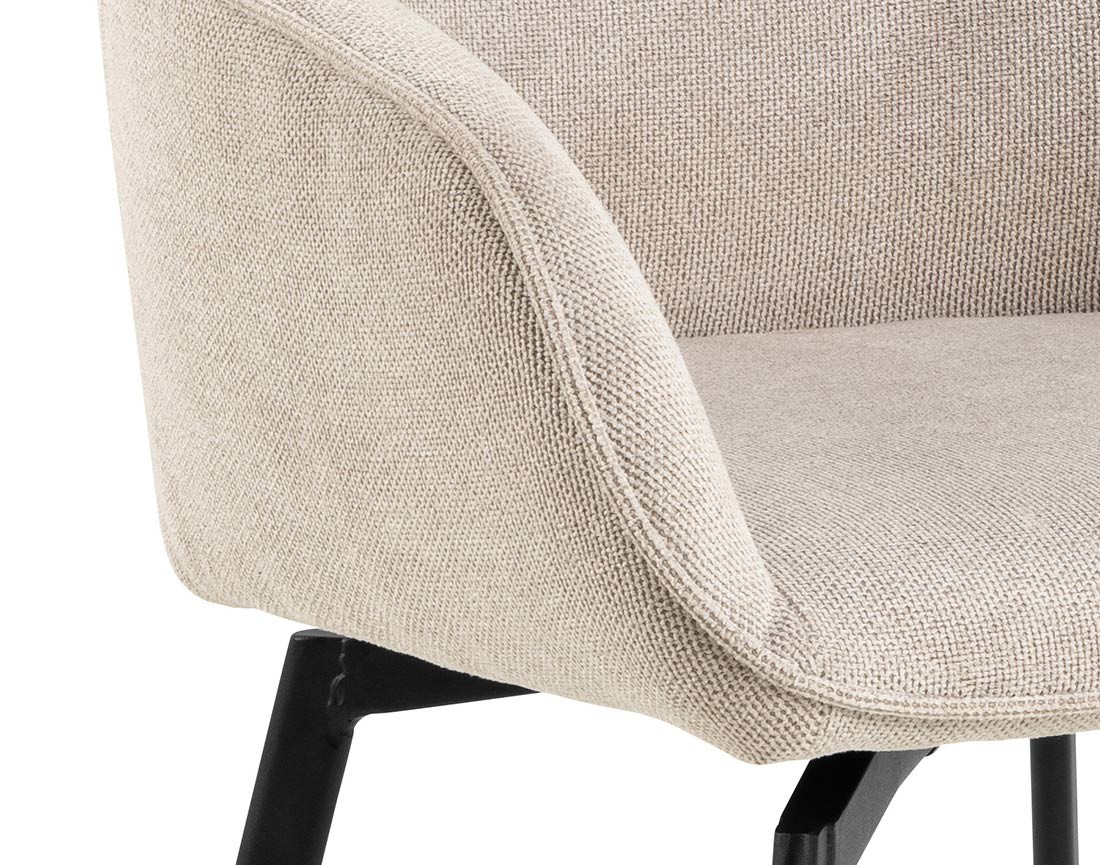 Lot de 2 chaises pivotantes pieds en acier en tissu chenille Juno