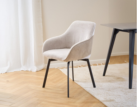 Lot de 2 chaises pivotantes pieds en acier en tissu chenille Juno