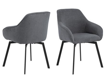Lot de 2 chaises pivotantes pieds en acier en tissu chenille Juno