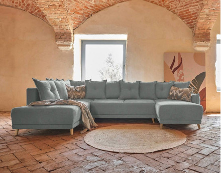Lena - Canapé scandinave d'angle panoramique convertible gauche