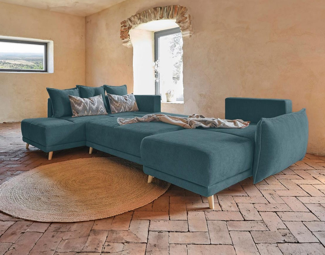 Lena - Canapé scandinave d'angle panoramique convertible gauche