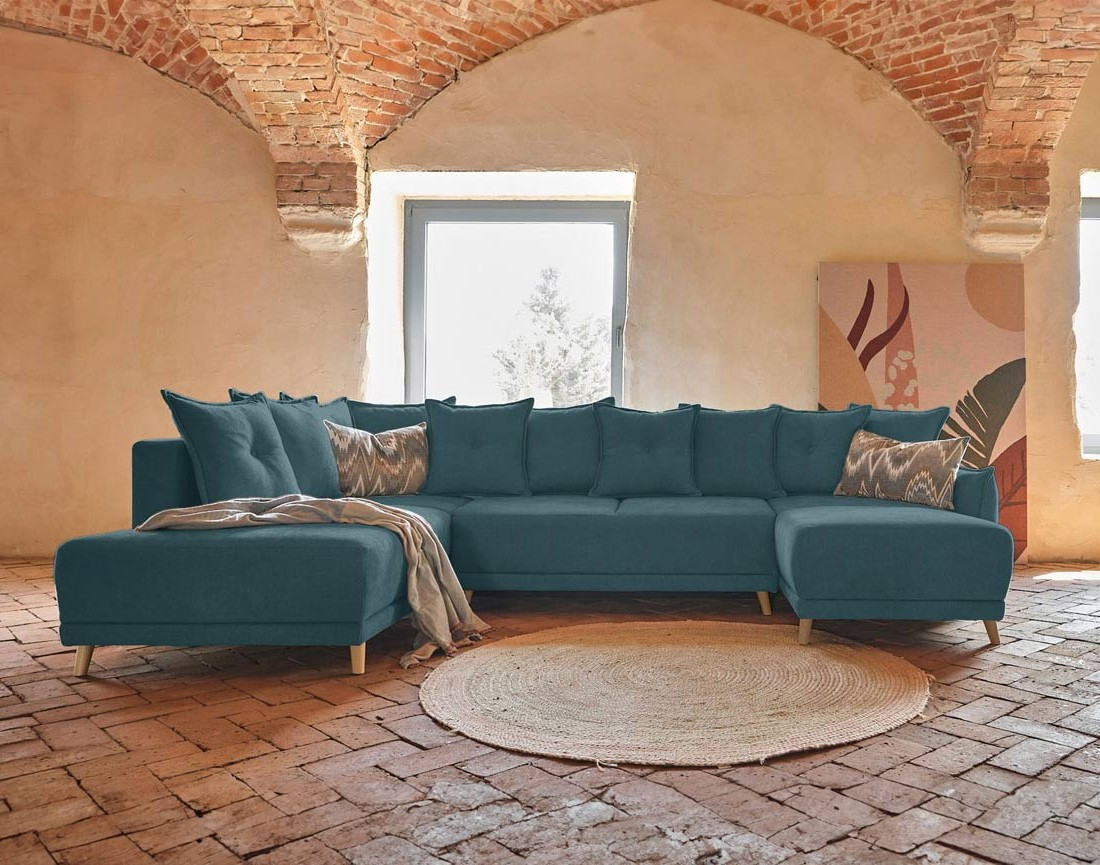 Lena - Canapé scandinave d'angle panoramique convertible gauche