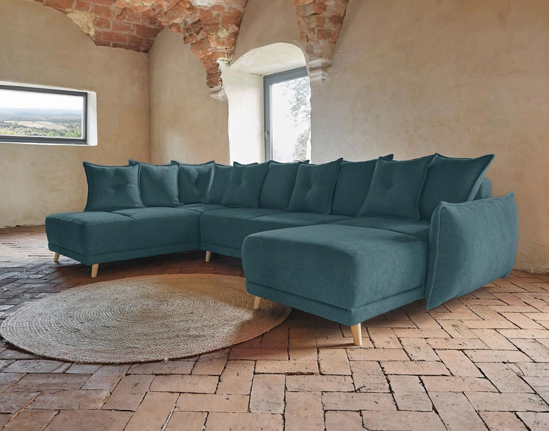 Lena - Canapé scandinave d'angle panoramique convertible gauche